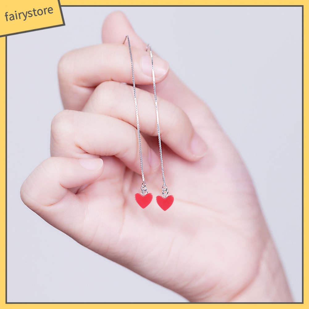 Bông Tai Dài Hình Trái Tim Thời Trang Dành Cho Nữ