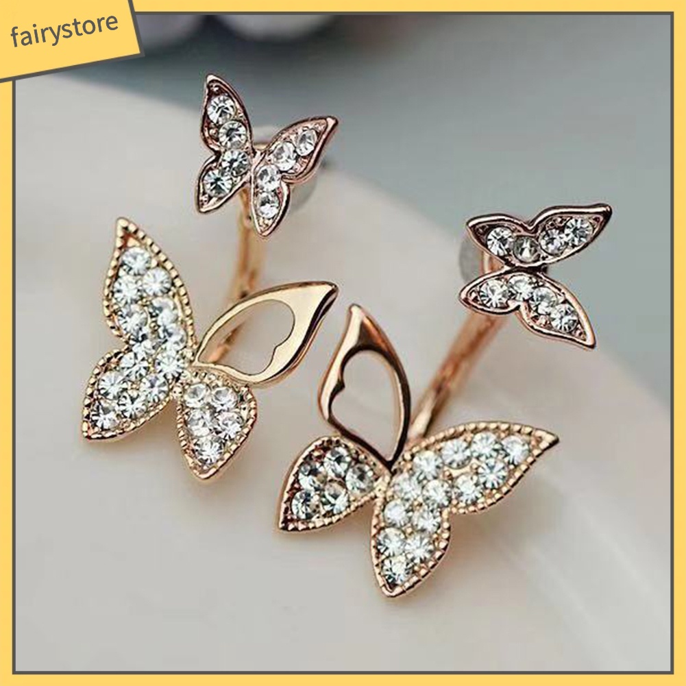 Bông Tai Hình Bướm Đính Đá Toàn Diện Dành Cho Nữ