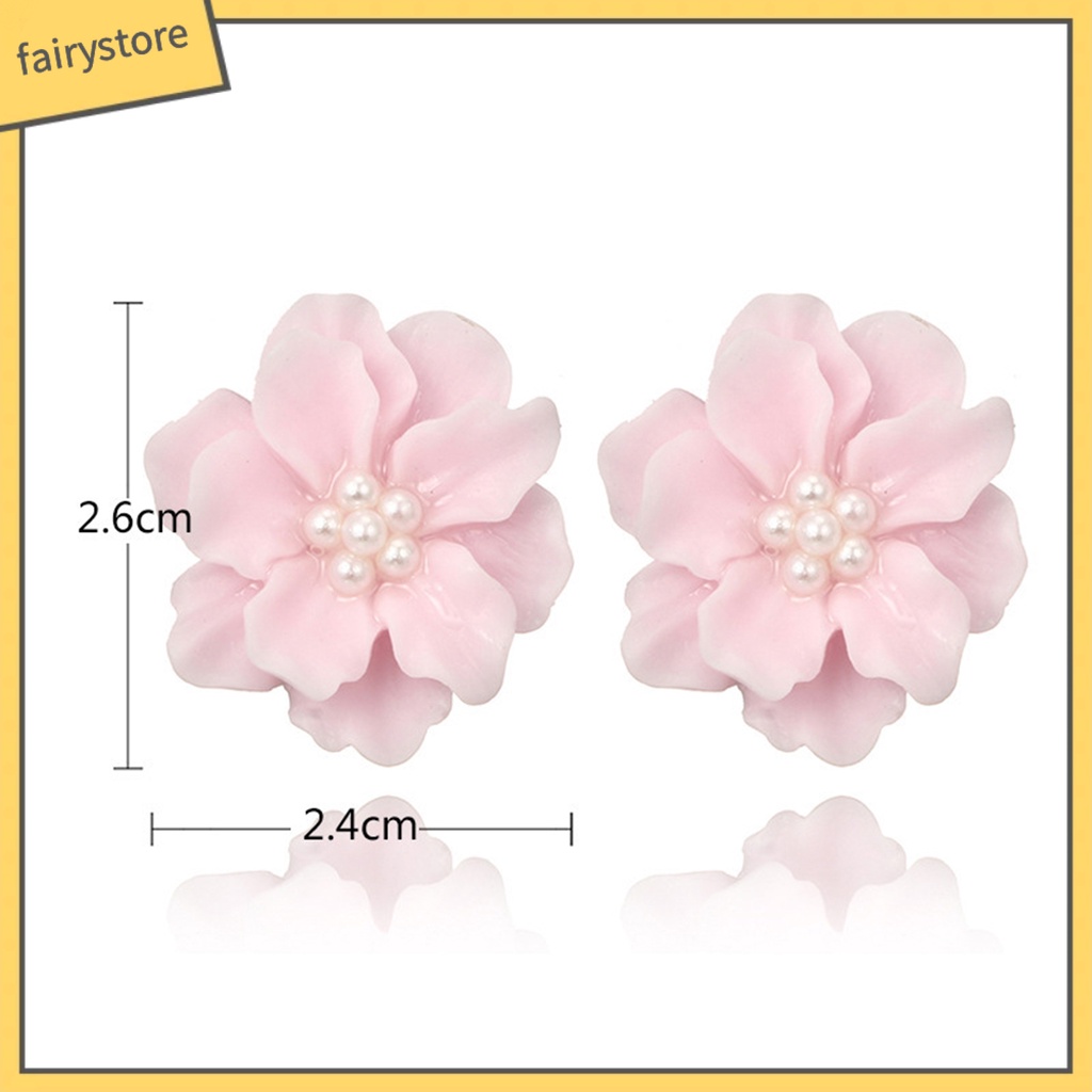[FRO] 1 Đôi Bông Tai Đinh Tán Chống Dị Ứng Hình Hoa Đính Ngọc Trai Nhân Tạo Tinh Tế