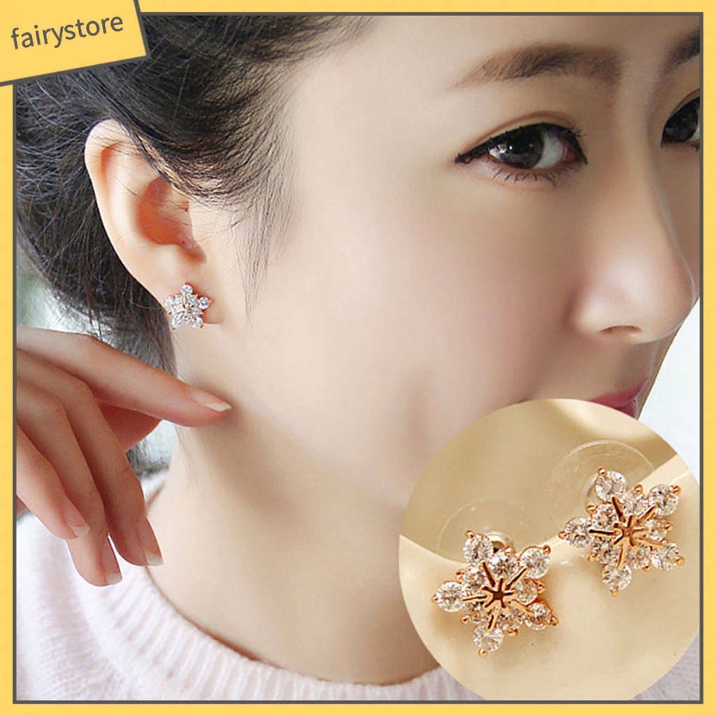 1 Đôi Bông Tai Hình Bông Tuyết Thanh Lịch Dành Cho Nữ