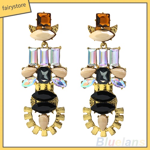 Bông Tai Dáng Dài Đính Đá Phong Cách Retro Cho Nữ