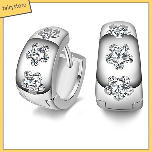 Bông Tai Mạ Bạc Hình Hoa Đính Đá Thời Trang Cho Nam Nữ