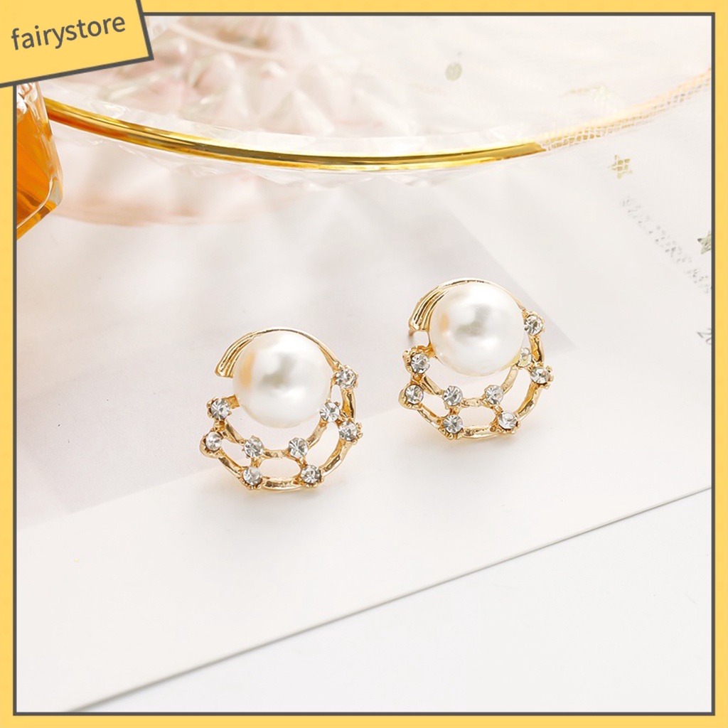 Bông Tai Đính Đá Ngọc Trai Giả Thời Trang Dành Cho Nữ