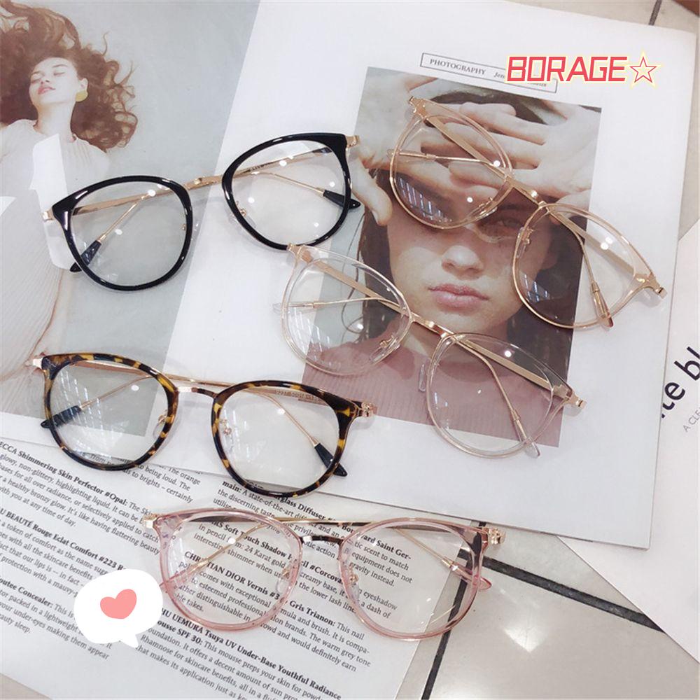 Mắt Kính Gọng Tròn Siêu Nhẹ Họa Tiết Da Báo Thời Trang