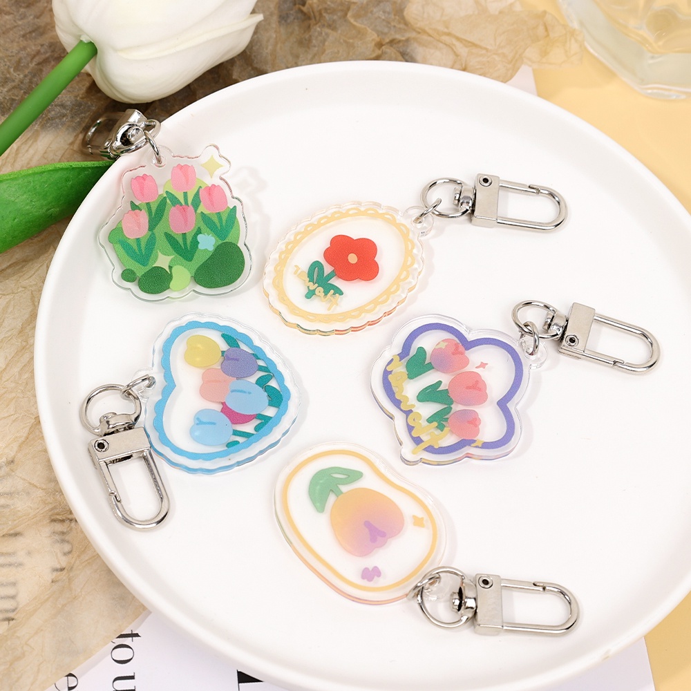 Móc Khóa Hình Hoa Tulip Viền Trong Suốt Ngọt Ngào Thời Trang Cho Nữ