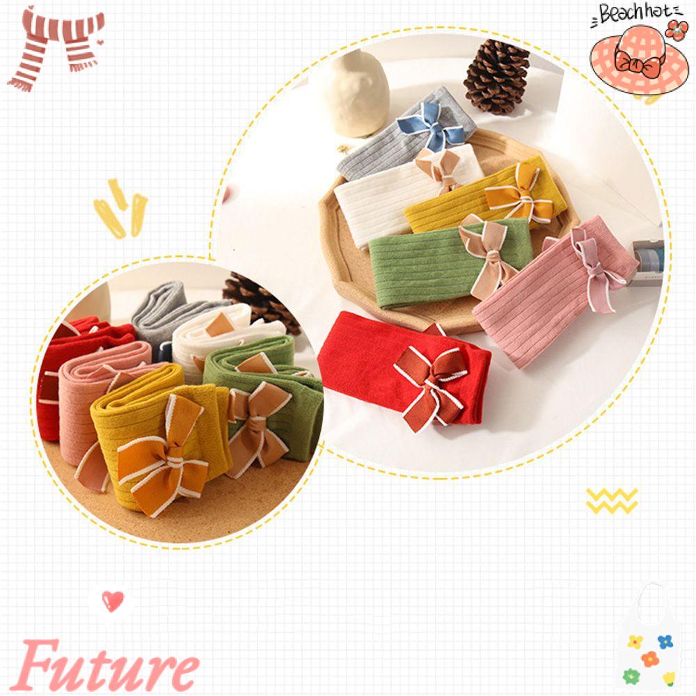 Tất Cotton Dài Qua Gối Đính Nơ Thời Trang Thu Đông Cho Bé