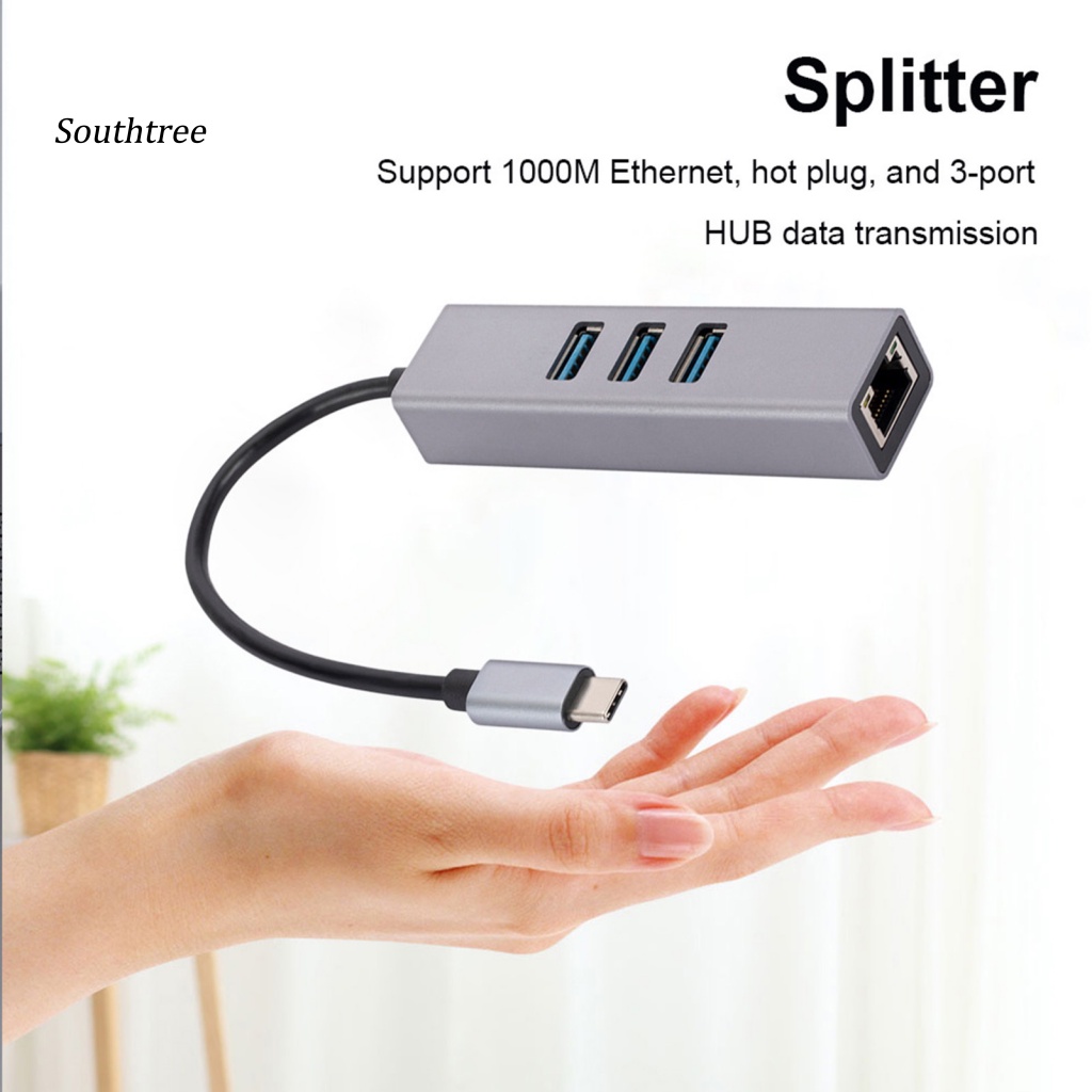 Bộ Chia Nhiều Cổng Mạng Gigabit Ethernet USB 3.0 Type-C Sang RJ45 Thông Dụng Cho Máy Tính