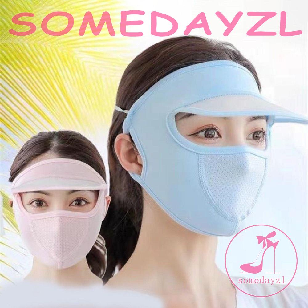 Somedayzl Mũ Chống Nắng Bằng Lụa Lạnh Trơn Màu Thoáng Khí Bảo Vệ Mặt Chống Tia UV Ngoài Trời Mùa Hè