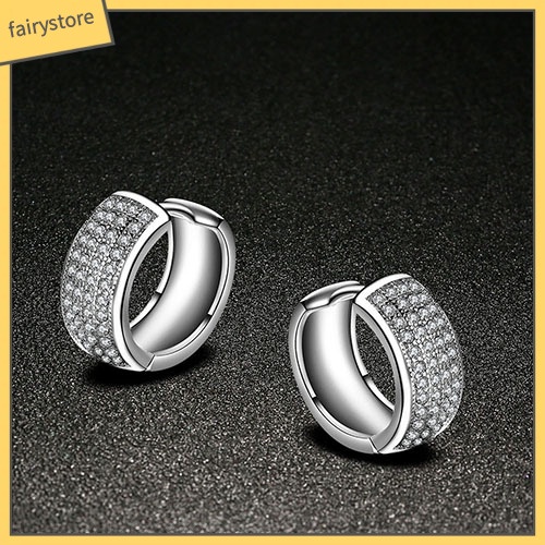 Bông Tai Tròn Đính Đá Zircon Lấp Lánh Dành Cho Nữ