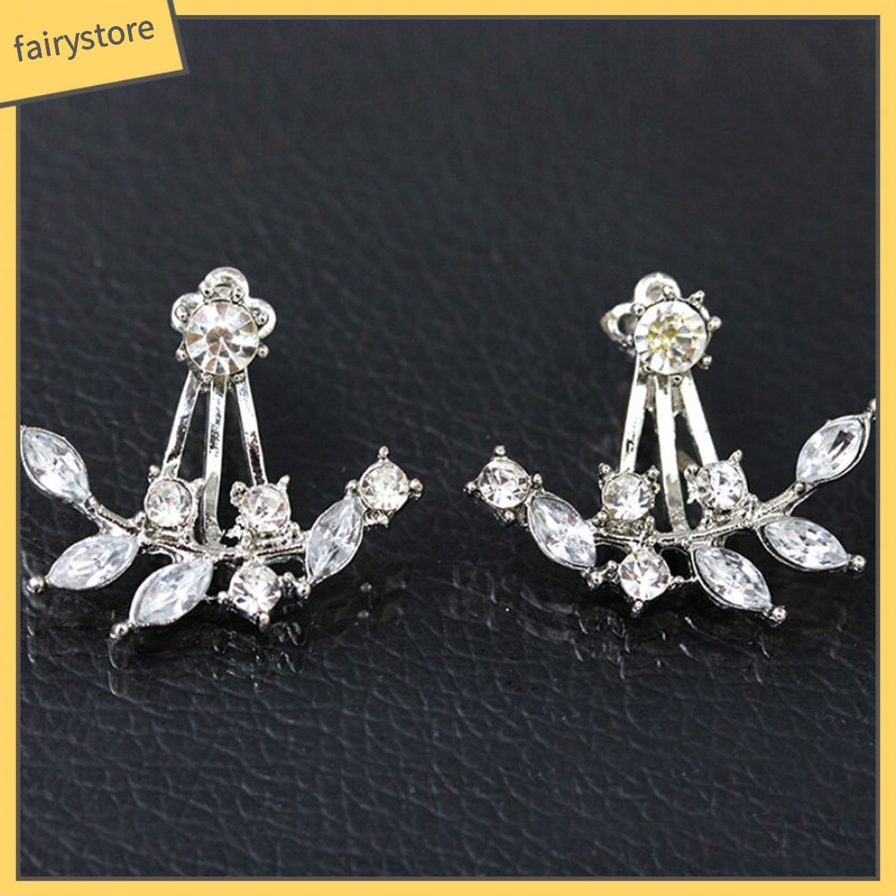 Đôi Khuyên Tai Hình Cành Lá Đính Đá Thời Trang Cho Nữ