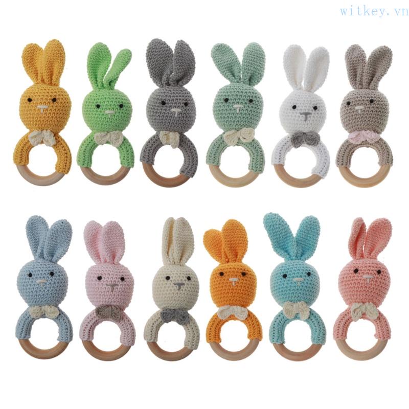 Mặt Dây Chuyền Cấp Thực Phẩm Hình Tròn Hình Thỏ Đan Len Dễ Thương Cho Bé