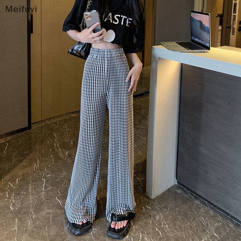 [Meifuyi] Quần Chạy Bộ Thể Thao Dáng Rộng Lưng Cao Mỏng Họa Tiết Kẻ Sọc Có Size Lớn Cho Học Sinh