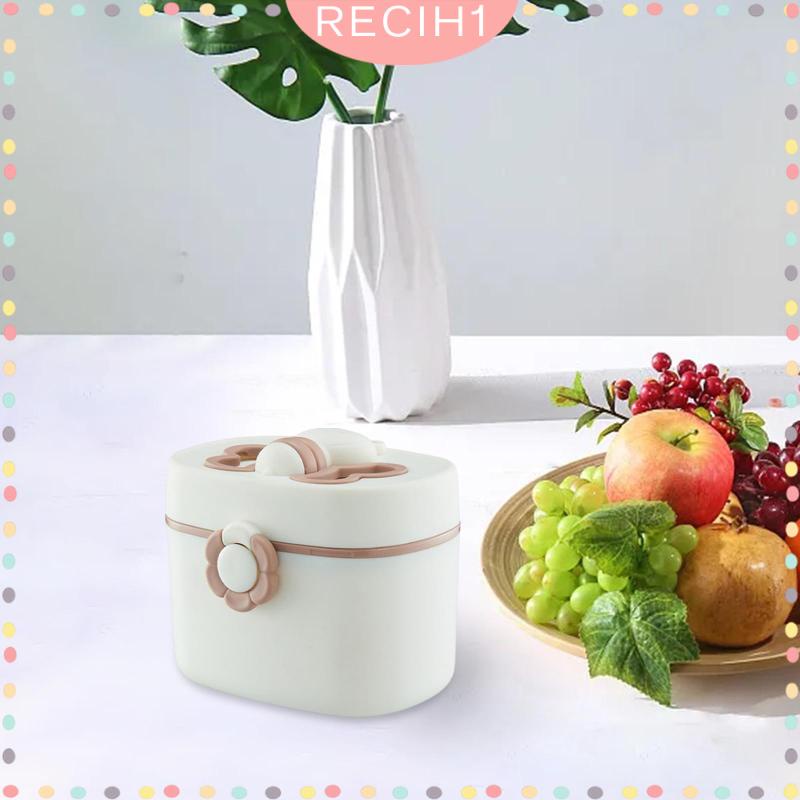 [Recih] Hộp Đựng Thức Ăn / Sữa Bột Em Bé Có Nắp Đậy Kín Và Tay Cầm Có Thể Gập Lại Chống Rò Rỉ Dùng Khi Đi Cắm Trại