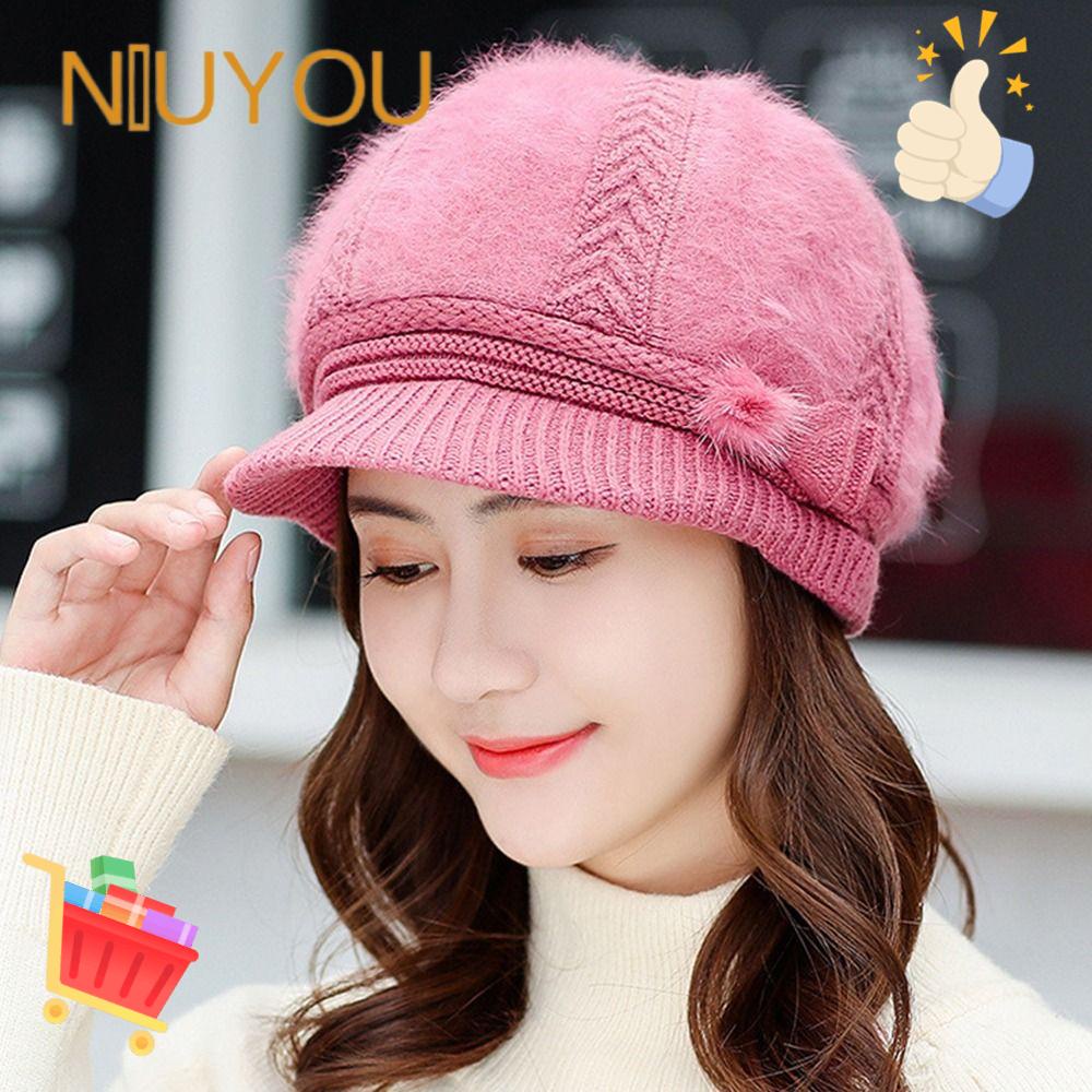 Mũ Dệt Kim Dày Dặn Đính Quả Bông Thời Trang Mùa Đông Dành Cho Nữ