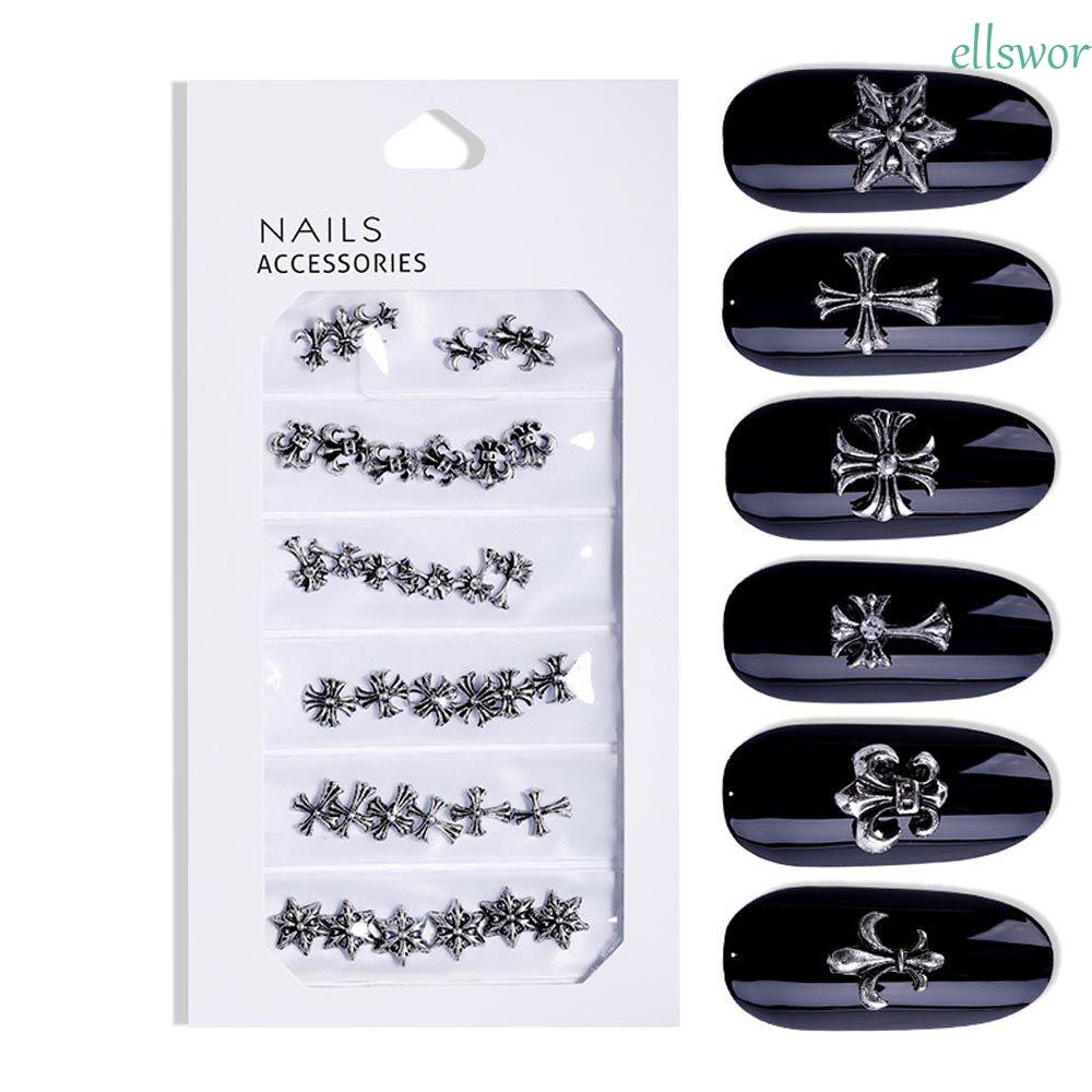 Móng Tay Giả Bán Nguyệt|Phụ Kiện Trang Trí Móng Tay Hình Thánh Giá 3D Bằng Hợp Kim Phong Cách Gothic