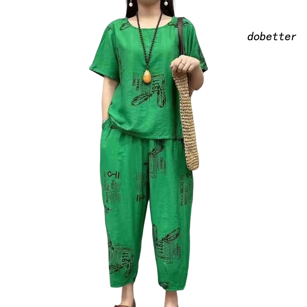 Bộ Đồ Ngủ 2 Món Áo Cổ Tròn Tay Ngắn Phối Quần Short Lưng Thun Mềm Mại Thoáng Khí Thời Trang Mùa Hè Cho Bạn Gái