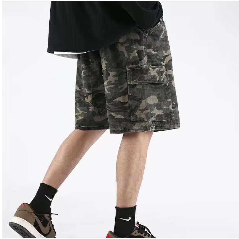 Quần Short Ống Rộng Phong Cách Retro Đường Phố Mỹ Thời Trang Mùa Hè Cho Nam