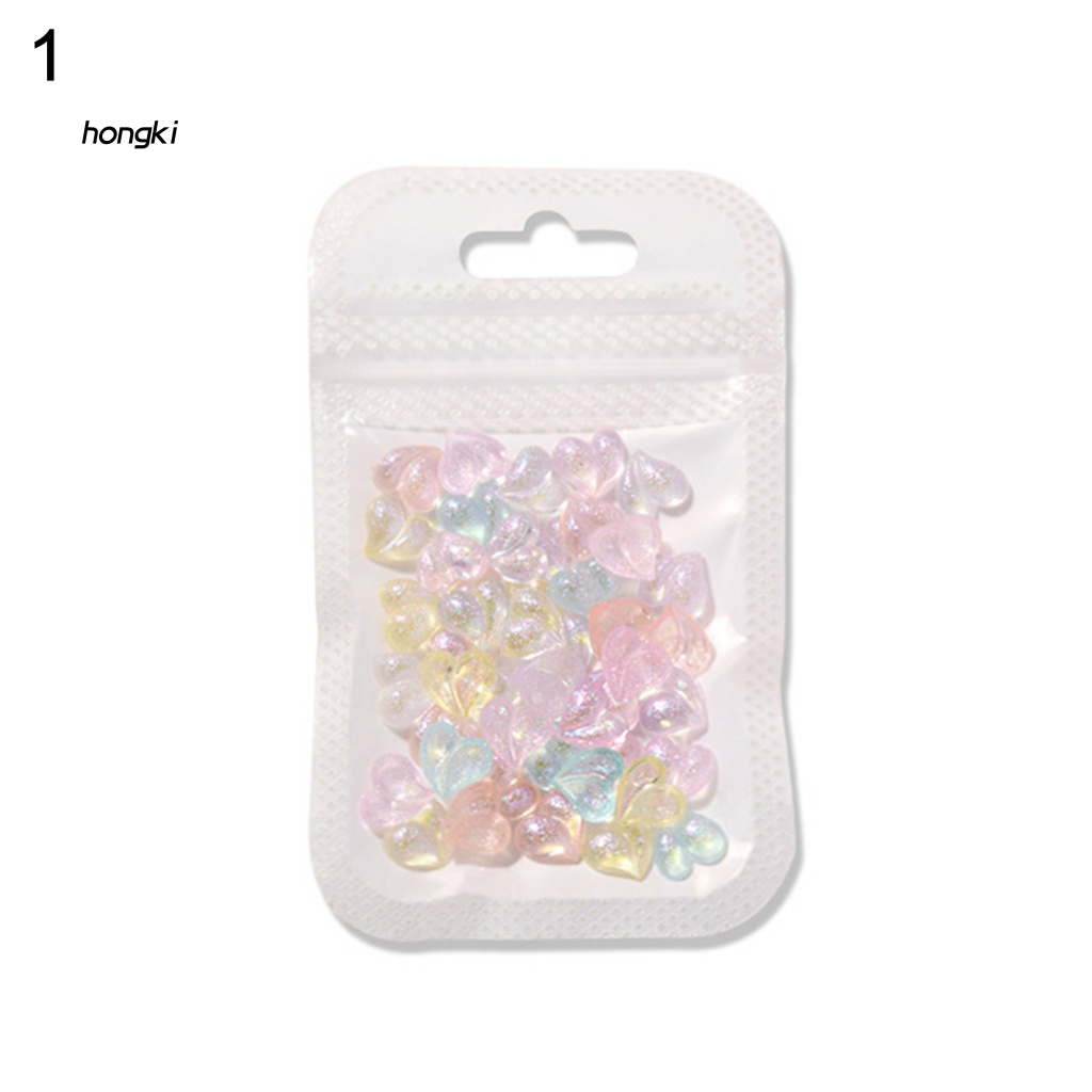 Set 50 Phụ Kiện Trang Trí Móng Tay Nghệ Thuật Trong Suốt Hình Nơ / Trái Tim / Gấu Xinh Xắn
