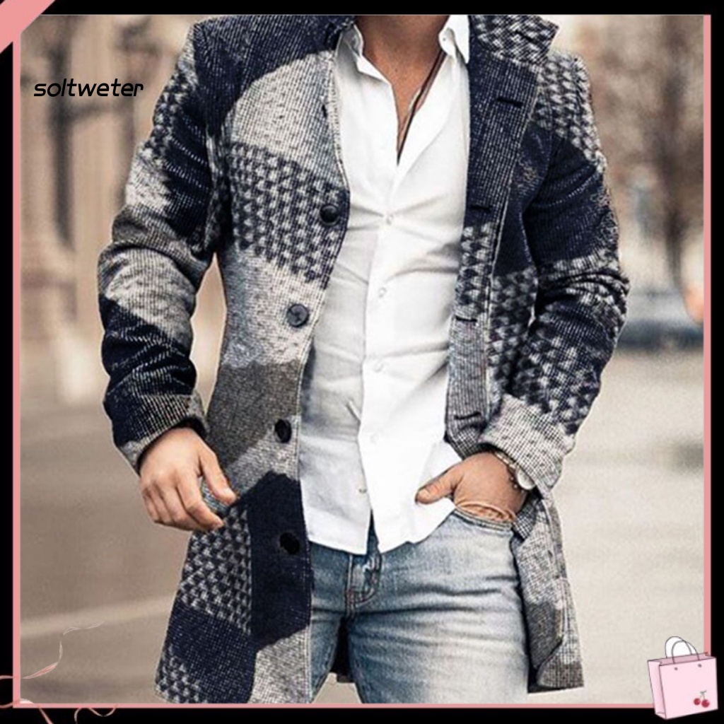 Áo Khoác Dày Giữ Ấm Một Hàng Nút Thời Trang Thu Đông Cho Nam