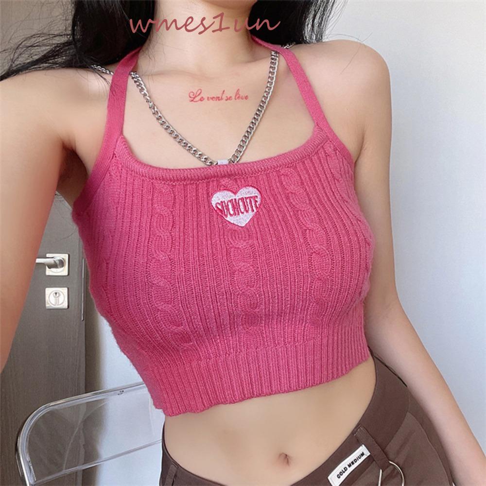 Áo Hai Dây Mỏng Thêu Trái Tim WMES15H Phong Cách Vintage Ngọt Ngào Quyến Rũ