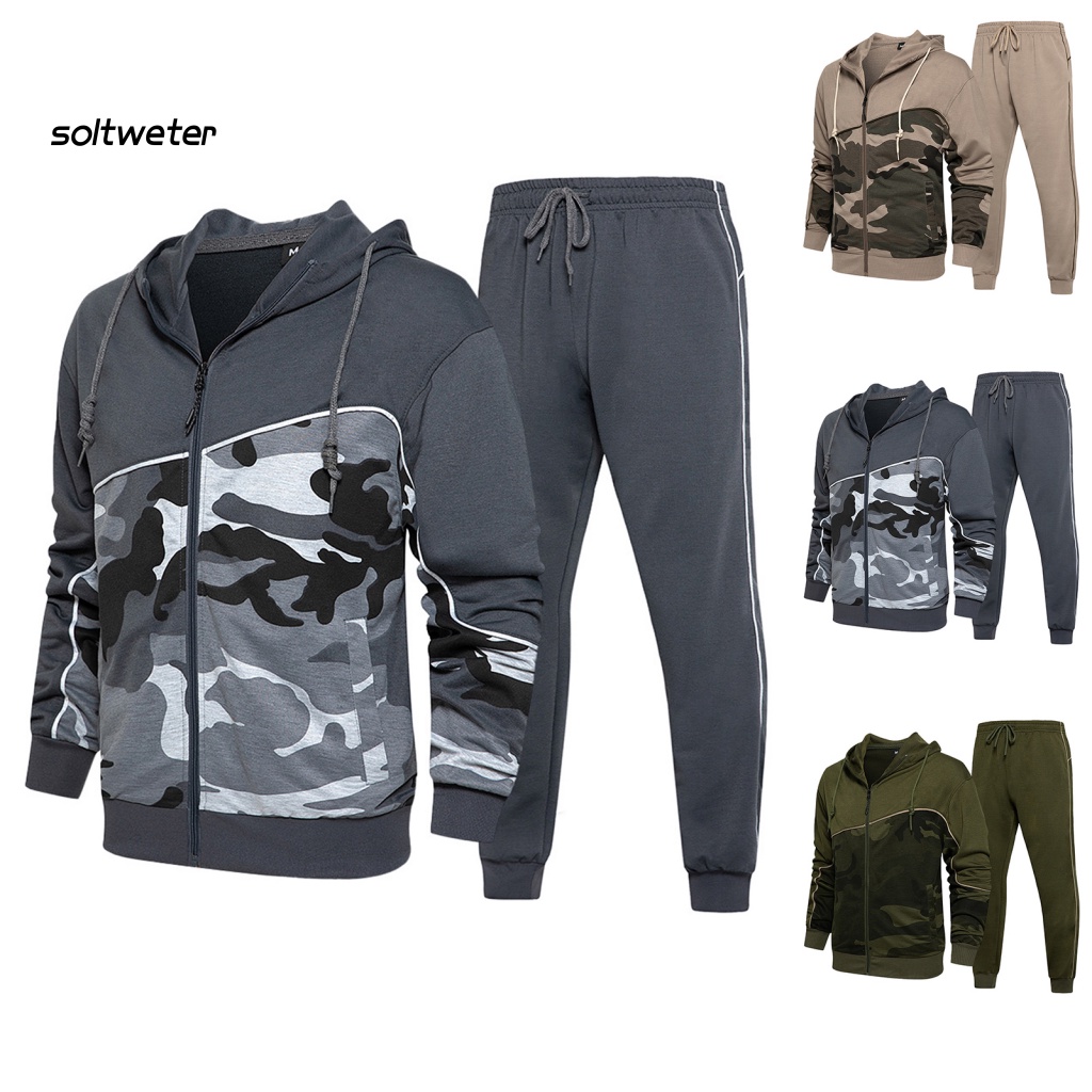 Bộ Áo Khoác Hoodie Chui Cổ Co Giãn In Họa Tiết Rằn Ri + Quần Dài Thời Trang Mùa