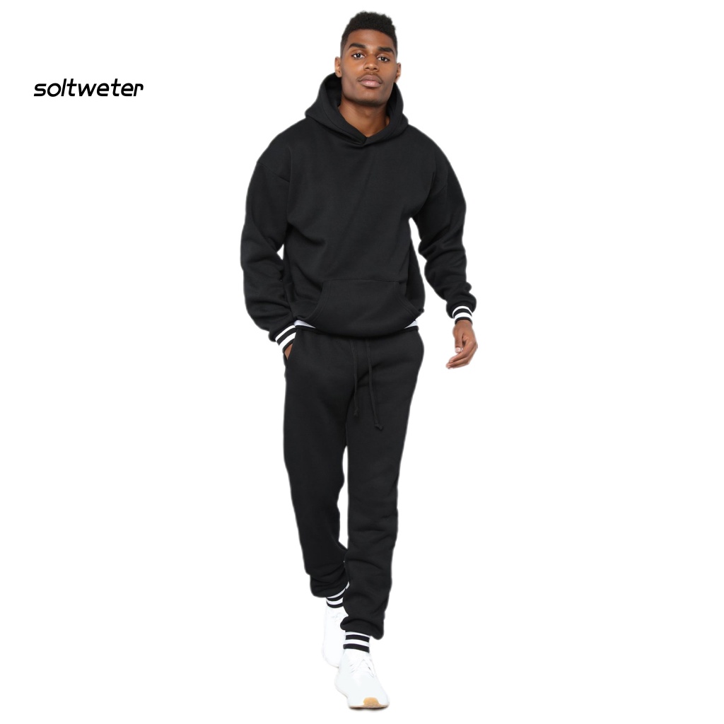 Set 1 Bộ Áo Hoodie + Quần Thể Thao Có Gân Màu Sắc Tương Phản Thời Trang Mùa Thu