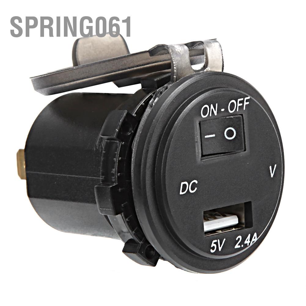 Spring061 Bộ sạc điện thoại kỹ thuật số LED 12V IP66 2.4A chuyển đổi công tắc độc lập với dòng 23 6in