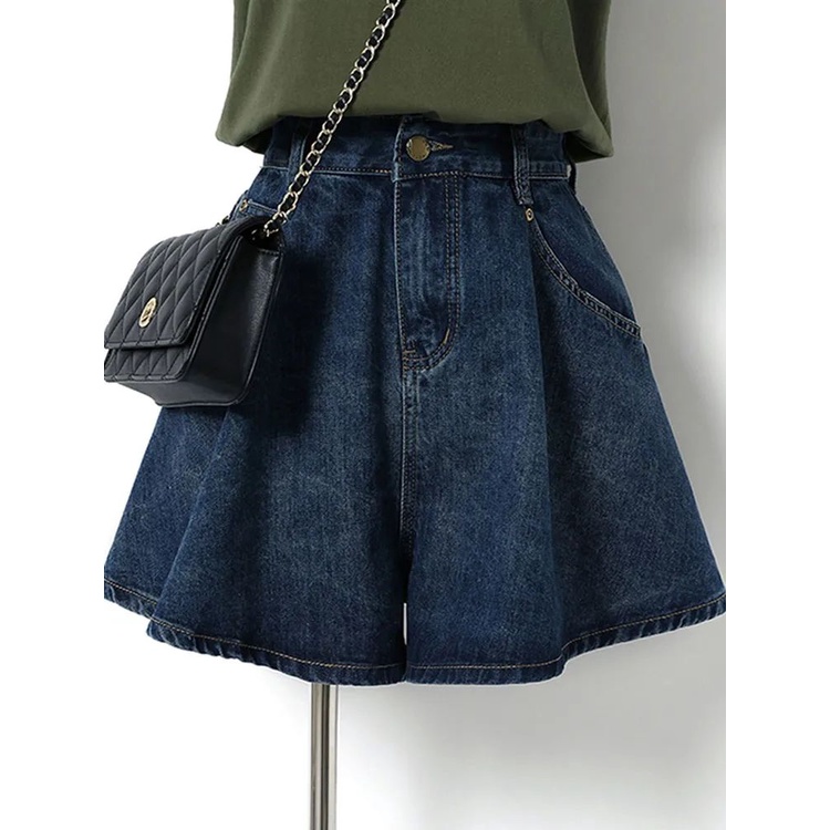 Quần Short Denim Lưng Cao Ống Rộng Thời Trang Mùa Hè Dành Cho Nữ