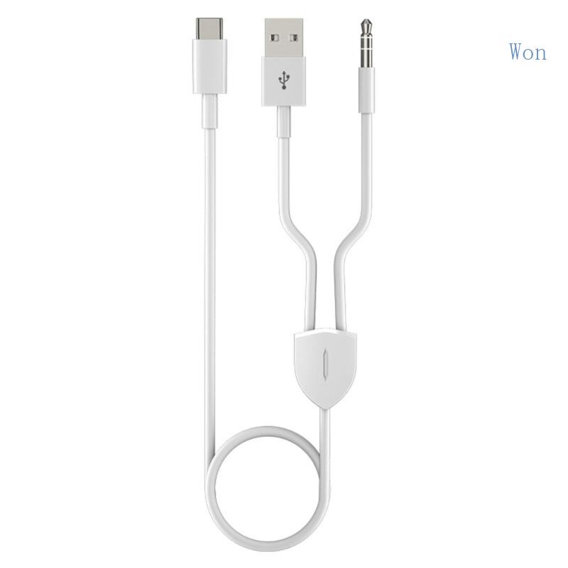 Dây Cáp Âm Thanh 2 Trong 1 Type-C Chia 2 Cổng Type C Sang USB A 3 5mm Chất Lượng Cao Cho Loa Xe Hơi