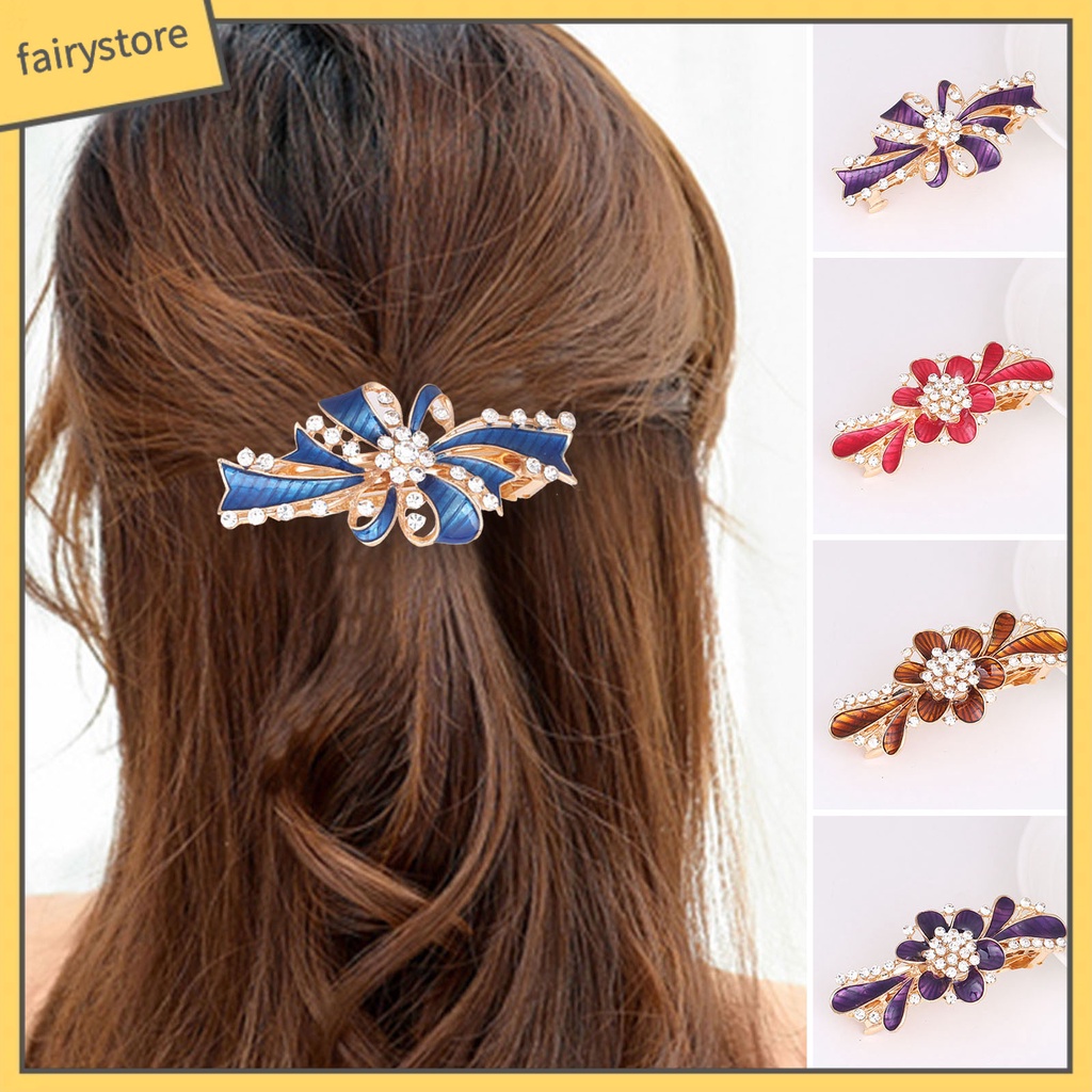 Kẹp Tóc Hình Hoa Đính Đá Lấp Lánh Ngọt Ngào Chống Trượt