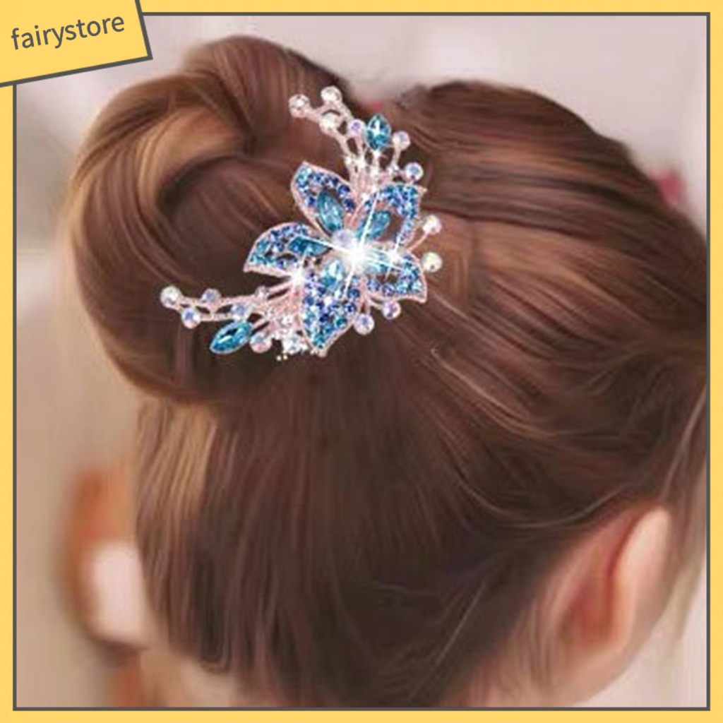 Lược Cài Tóc Năm Răng Đính Đá Lấp Lánh Chất Lượng Cao