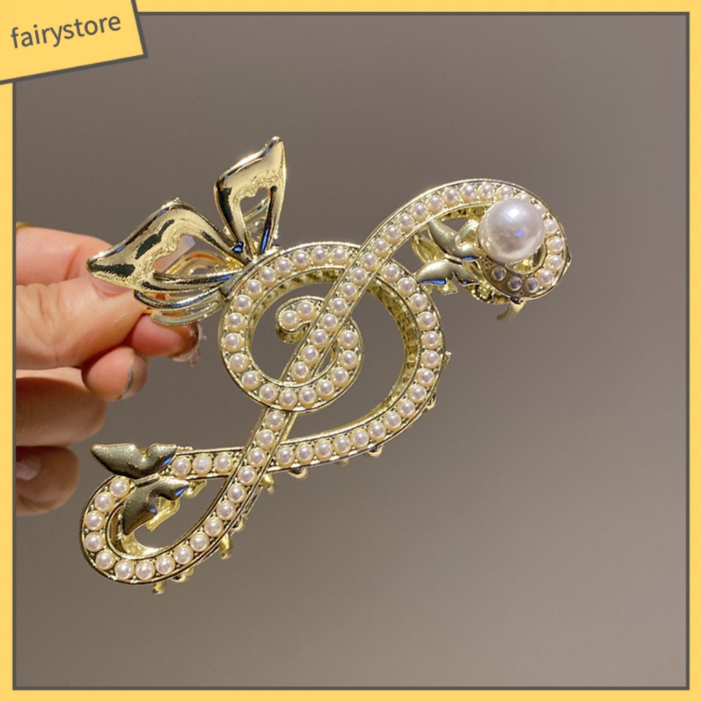 Kẹp Tóc Càng Cua Đính Đá Ngọc Trai Giả Hình Vảy Cá / Bướm Chống Trượt Trang Trí Tóc Đuôi Ngựa