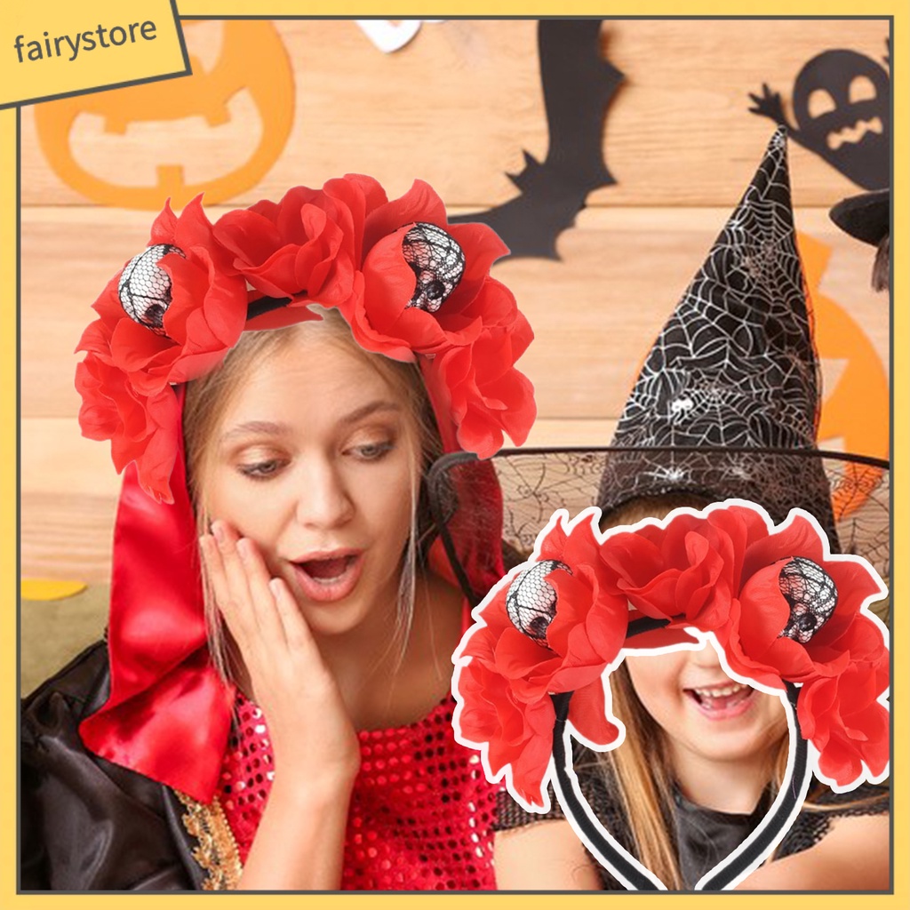 Băng Đô Cài Tóc Hình Đầu Lâu Sáng Tạo Co Giãn Trang Trí Halloween