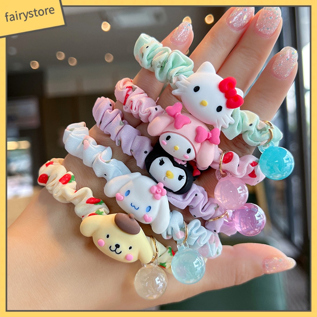 Dây Cột Tóc Co Giãn Chống Trượt In Hoạt Hình Dễ Thương Cho Bé Gái