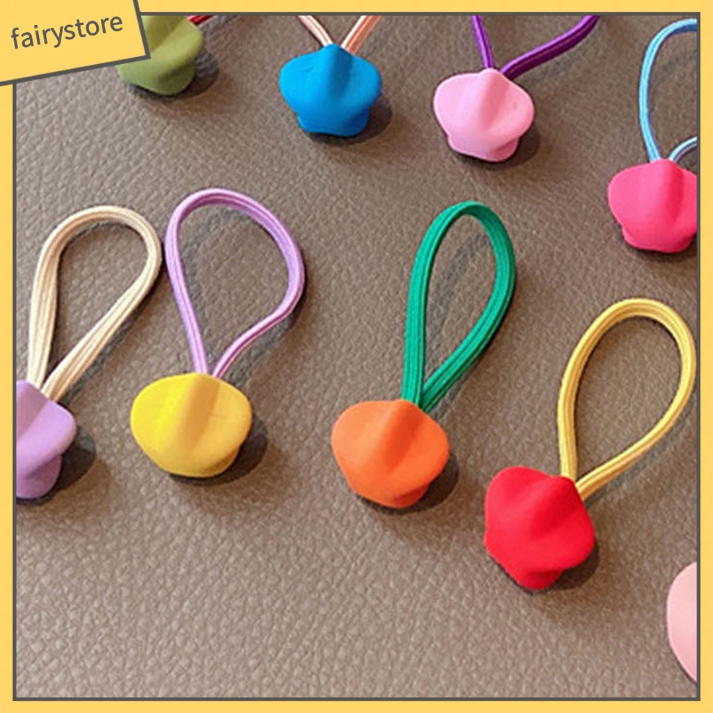 Set 10 Dây Cột Tóc Cao Su Hình Ngôi Sao Năm Cánh Màu Sắc Kẹo Ngọt Xinh Xắn