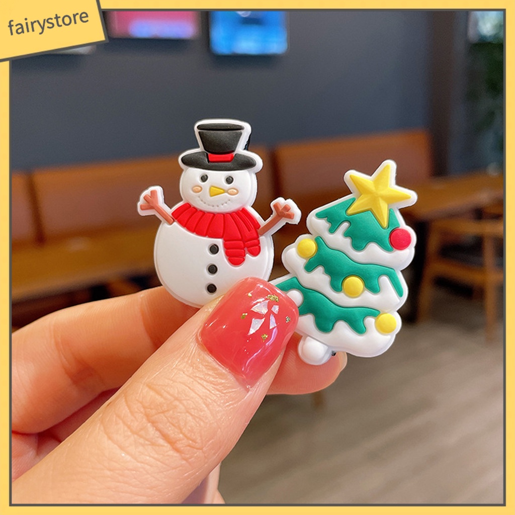 [FRO] Set 10 Kẹp Tóc Họa Tiết Bông Tuyết Giáng Sinh Hoạt Hình Dễ Phối Đồ Dành Cho Trẻ Em