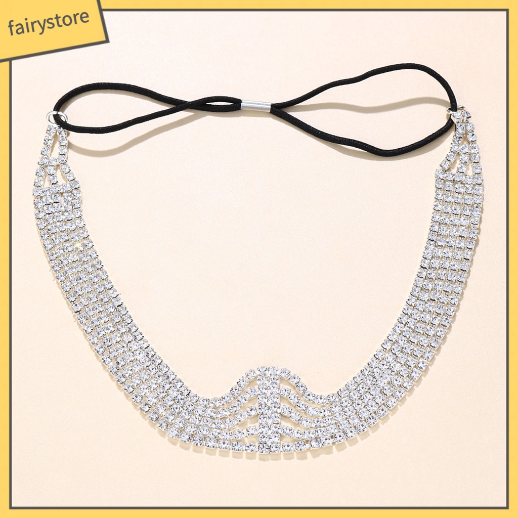 Cài Tóc Đính Đá Nhiều Lớp Co Giãn Chống Trượt Cho Cô Dâu