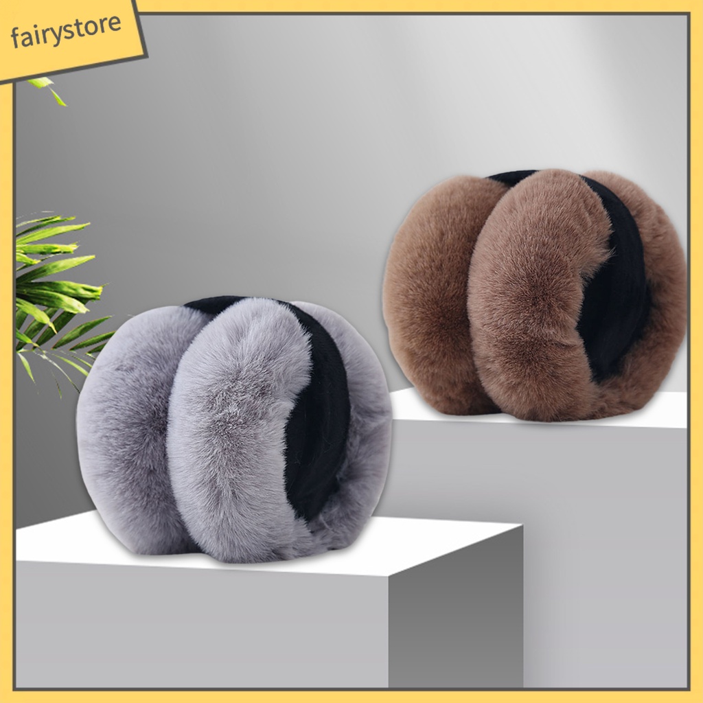 [FRO] Chụp Tai Lông Thỏ Nhân Tạo Dày Co Giãn Ghép Màu Ngọt Ngào Giữ Ấm Mùa Đông