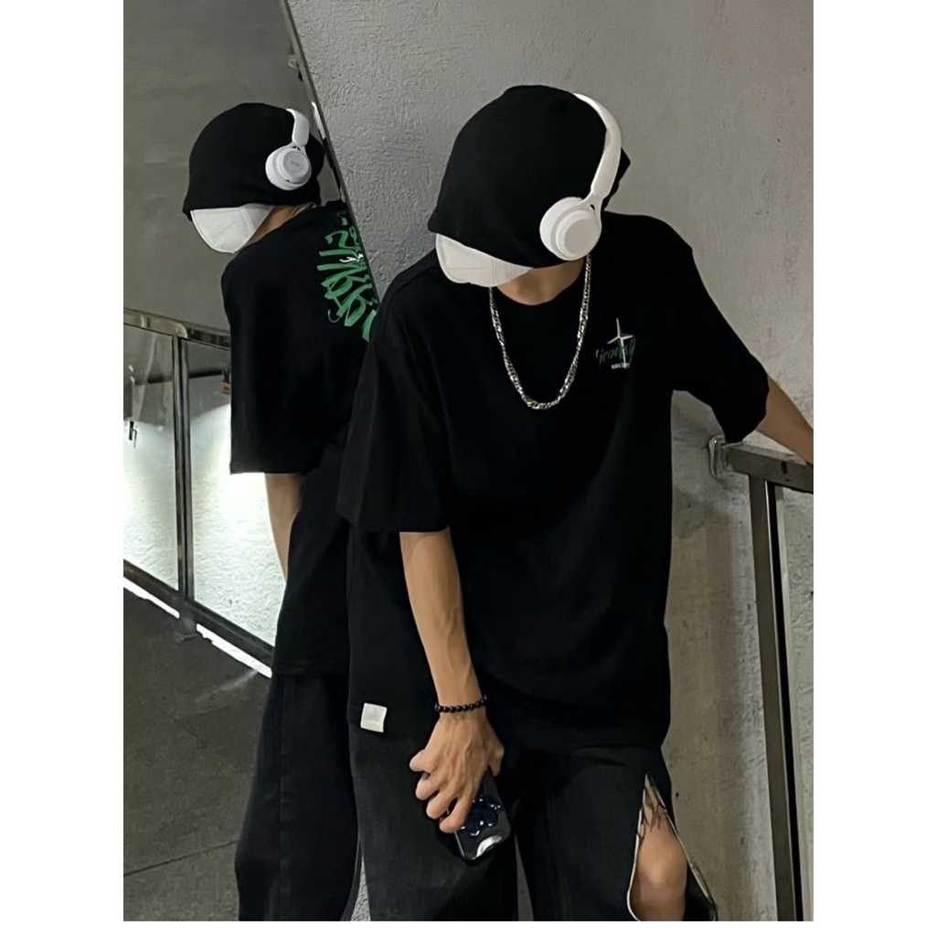 Áo Thun 100% Cotton Tay Ngắn Dáng Rộng Phong Cách Hip Hop Thời Trang Cho Cặp Đôi