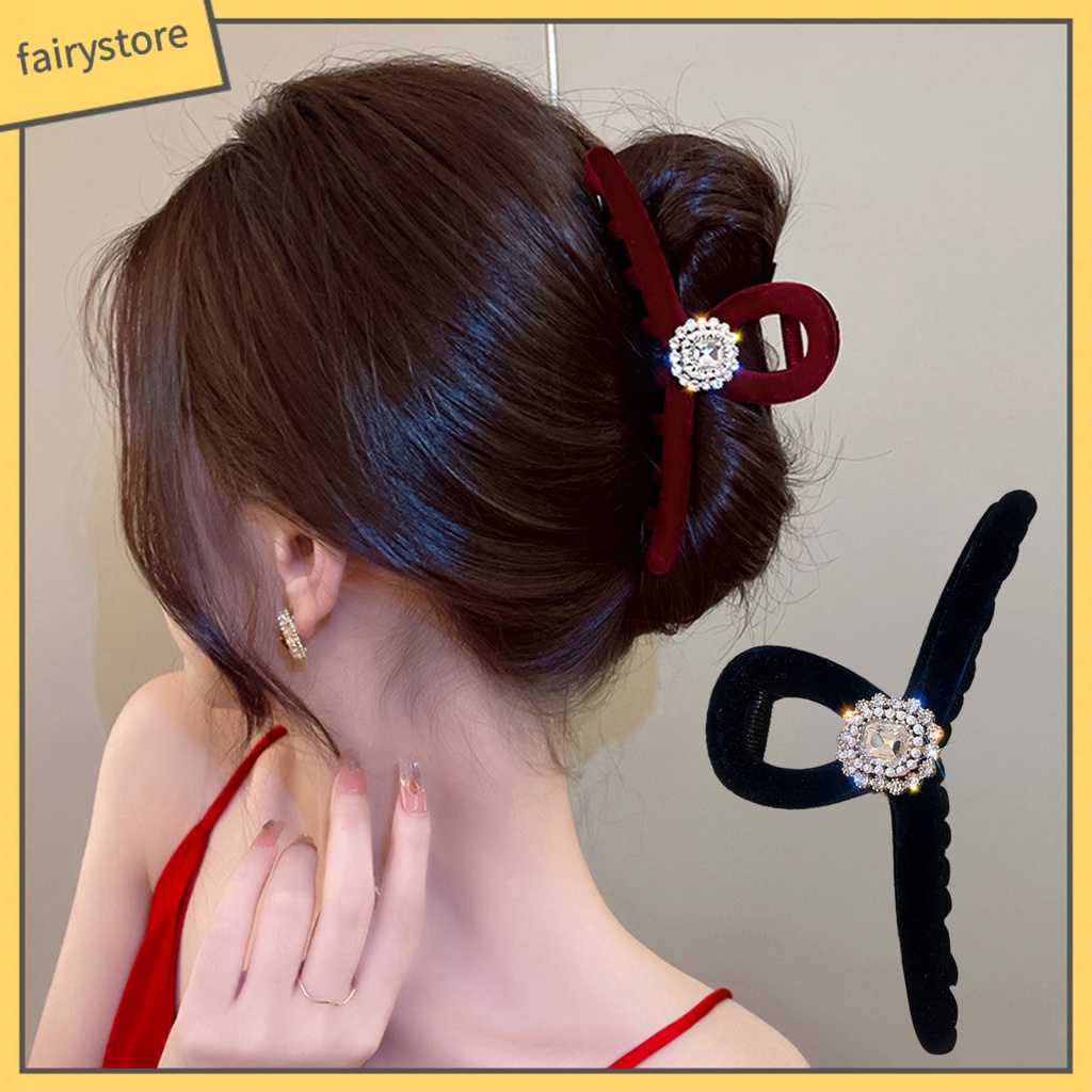 Kẹp Tóc Càng Cua Rỗng Đính Đá Phong Cách Retro Thanh Lịch