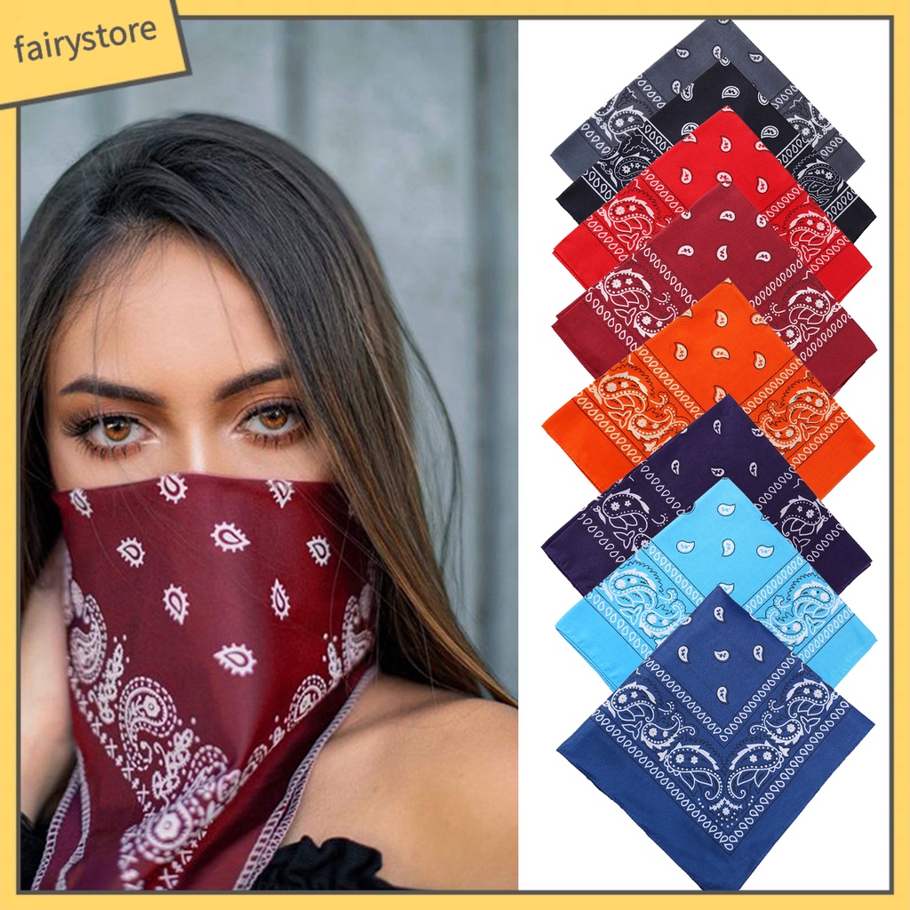 Khăn Trùm Đầu Bandana Hình Vuông In Họa Tiết Đa Năng Phong Cách Hip Hop Dùng Khi Đạp Xe