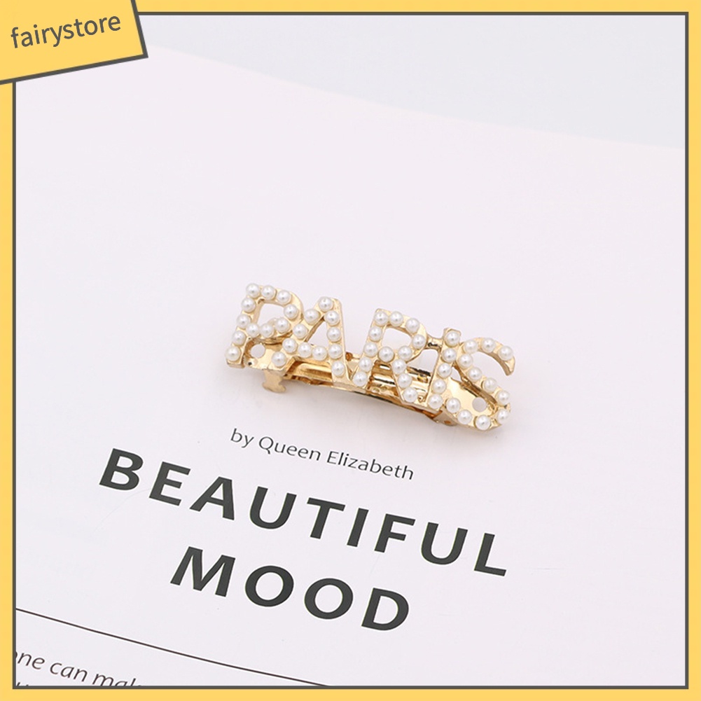 Kẹp Tóc Đính Ngọc Trai Giả Hình Chữ Nổi Tiếng Phong Cách Retro Cho Nữ