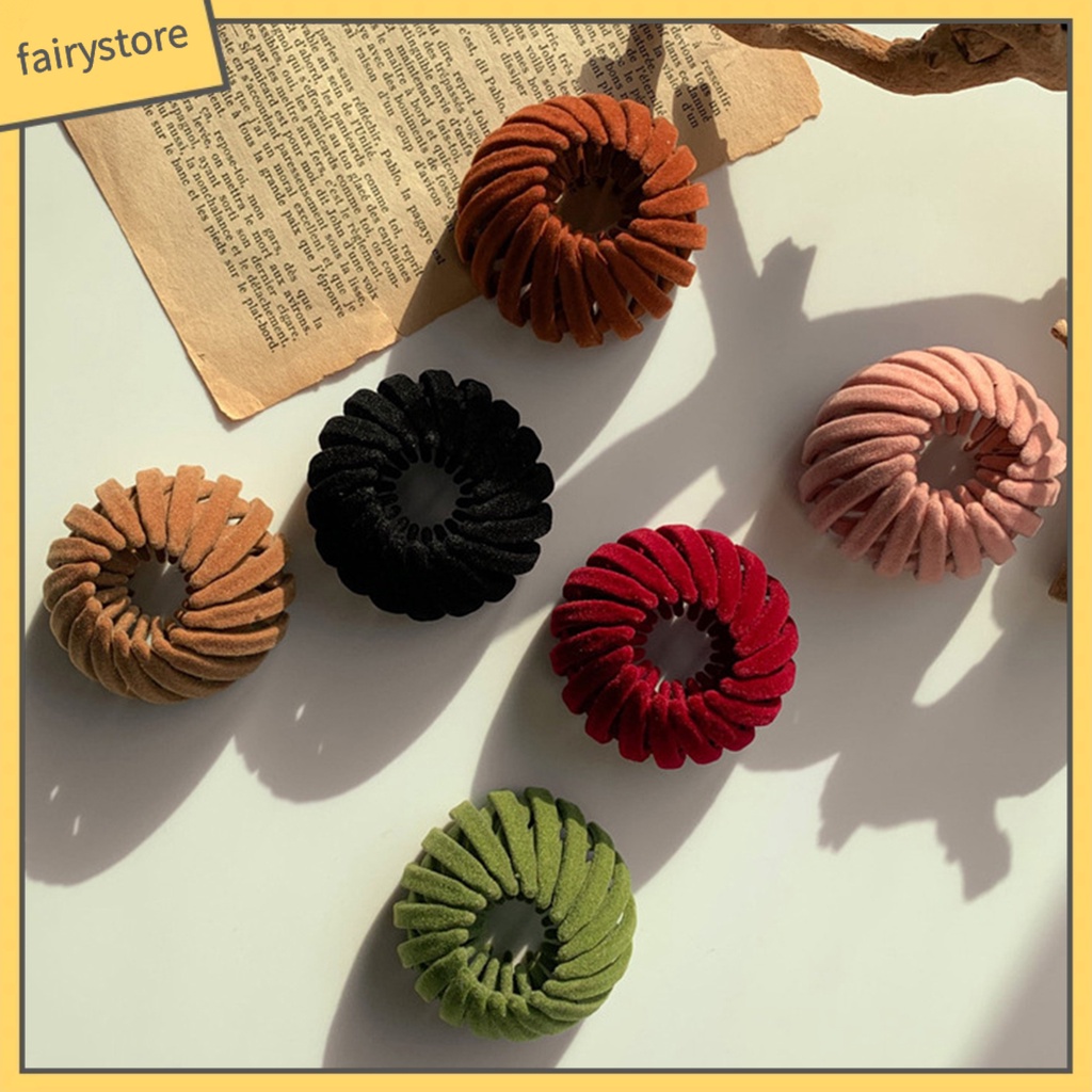 Dây Cột Tóc Hình Tổ Chim Bằng Resin Thanh Lịch Sáng Tạo Có Thể Thu Gọn Cho Nữ