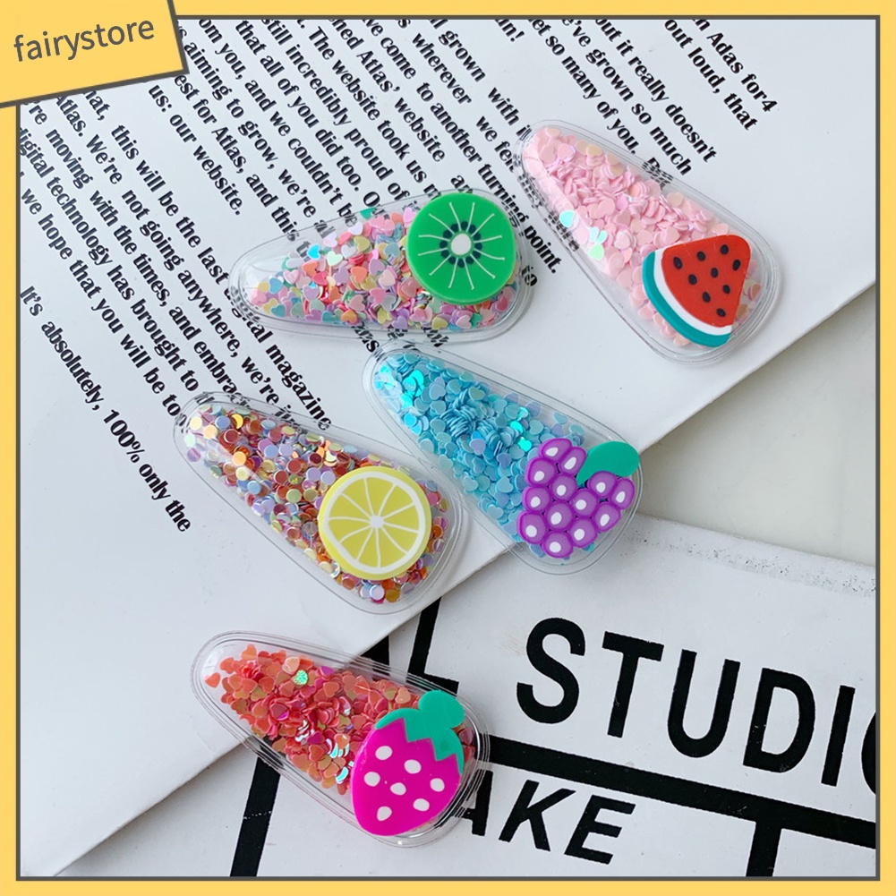 Kẹp Tóc Mái Bằng Sequin Họa Tiết Trái Cây Thời Trang Cho Bé Gái