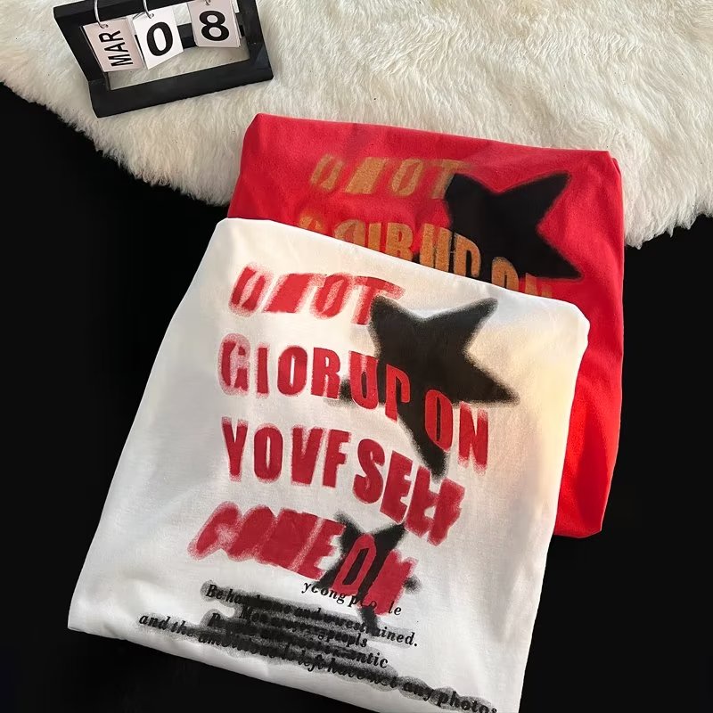 Áo Thun Ngắn Tay Dáng Rộng Thời Trang Âu Mỹ Retro Cá Tính Cho Nam