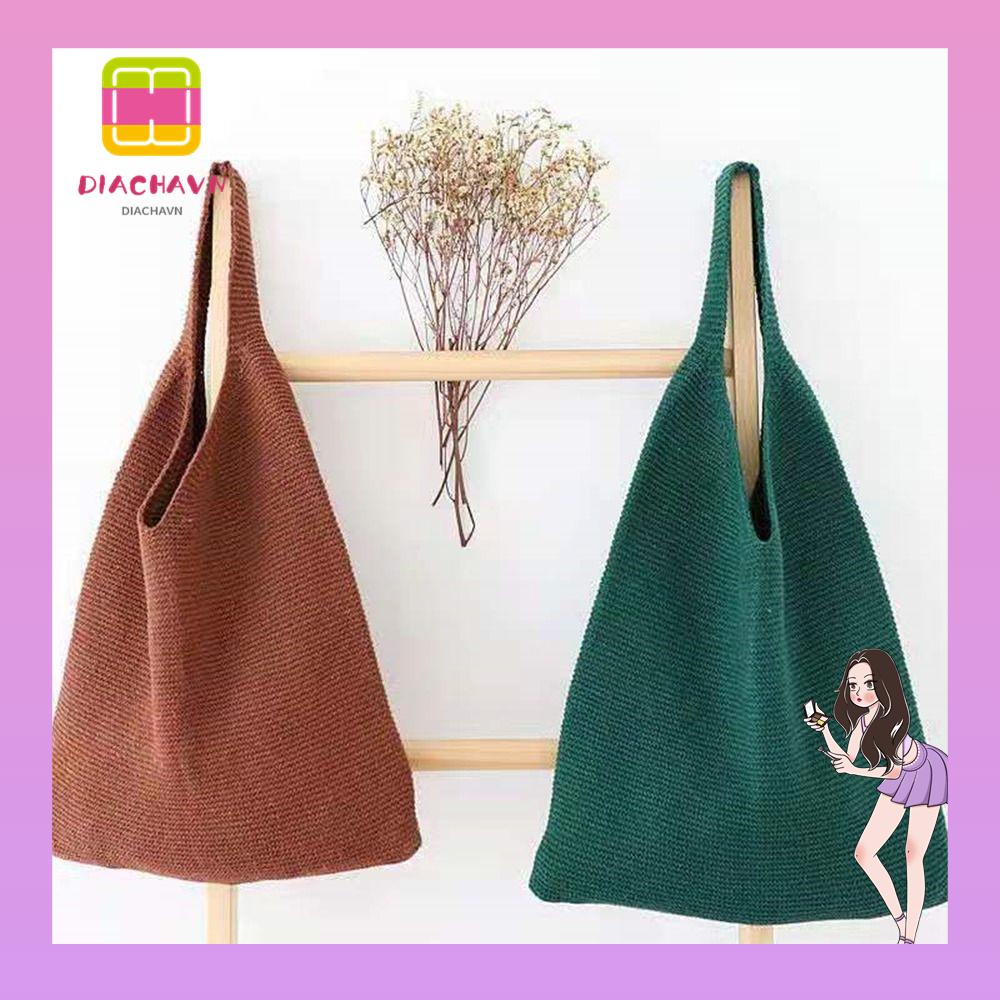 Túi Xách Đeo Vai Đan Len Cỡ Lớn Thời Trang Cho Nữ
