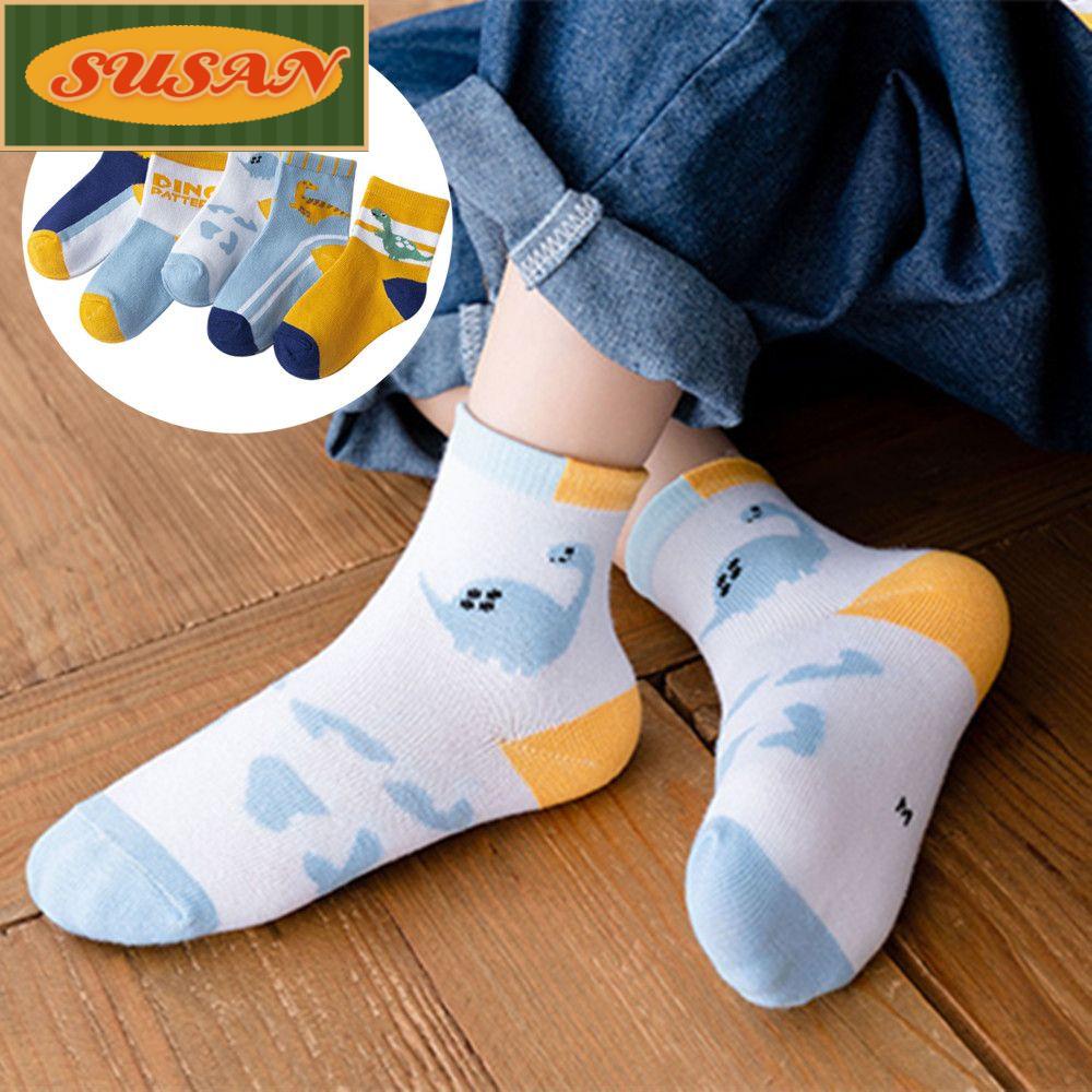 Set 5 Đôi Vớ Cotton Thoáng Khí Họa Tiết Hoạt Hình Cho Bé