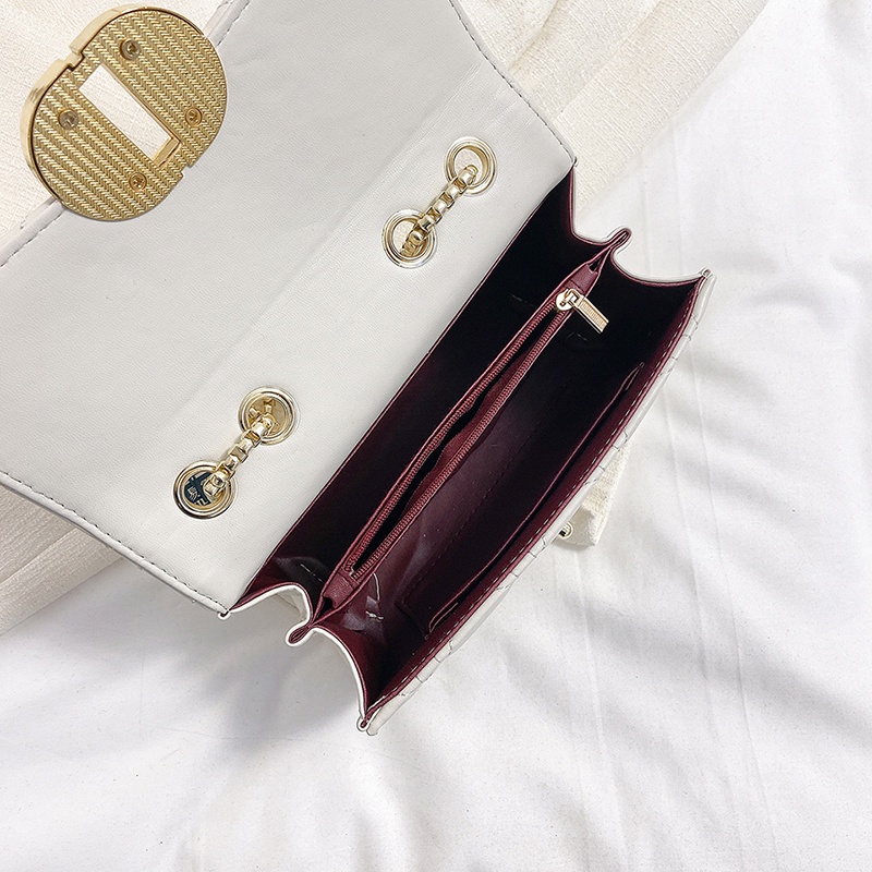 Ielgy Túi Đeo Vai Dây Xích Họa Tiết Quả Dứa Hình Thoi Ghép Màu Tinh Khiết Cá Tính Dành Cho Nữ