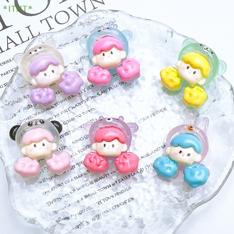 SANRIO Bộ 5 Kẹp Tóc Hình Cây Kem / Bắp Rang Bơ Mini Bằng Resin Dạ Quang DIY Mới