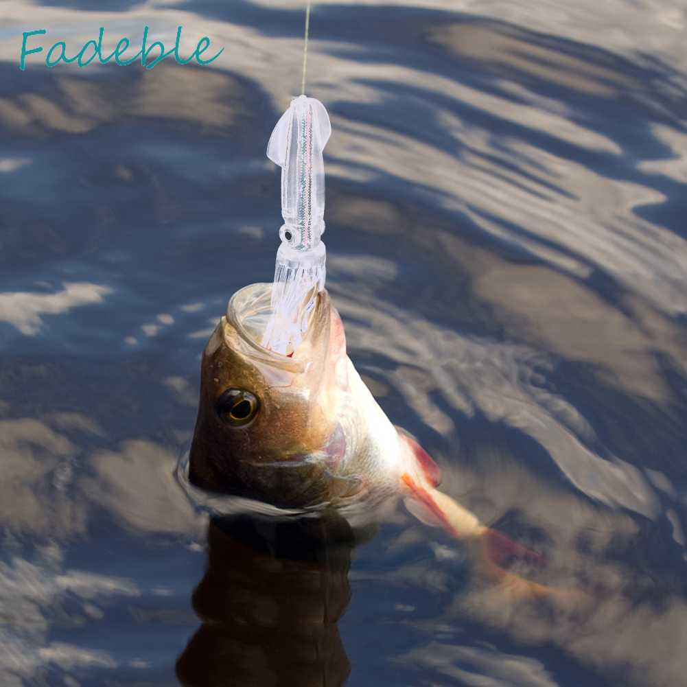 Set 5 Mồi Câu Cá Giả Hình Con Mực Dạ Quang 10cm 8g Mềm Mại